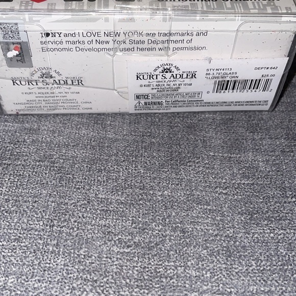 Kurt Adler I Love New York Glass Christmas Ornament - Picture 3 of 4